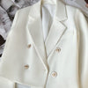 Women's Double Breasted White Blazer 2023 Ropa Mujer Temperament Long Sleeve Coat Crop Tops Tunic Korean Jacket 27i182