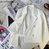 Women's Double Breasted White Blazer 2023 Ropa Mujer Temperament Long Sleeve Coat Crop Tops Tunic Korean Jacket 27i182
