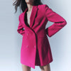 Women's  Double  beading blazer dress Slim 2023 Autumn  Long sleeve Suit Coat Office lady Sexy clothing Fuchsia INKEO 2O248