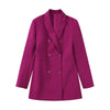 Women's  Double  beading blazer dress Slim 2023 Autumn  Long sleeve Suit Coat Office lady Sexy clothing Fuchsia INKEO 2O248