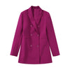 Women's  Double  beading blazer dress Slim 2023 Autumn  Long sleeve Suit Coat Office lady Sexy clothing Fuchsia INKEO 2O248