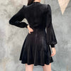 Women‘s Dress Gothic Slim Chain Solid Color Long Sleeve Retro Belted Zip Dress Bandage Sexy High Waist Bodycon Dresses 2022