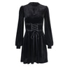 Women‘s Dress Gothic Slim Chain Solid Color Long Sleeve Retro Belted Zip Dress Bandage Sexy High Waist Bodycon Dresses 2022