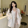 Women's Fake Two Piece Blazer Spring Autumn Loose Jacket Korean Casual Long Sleeve Suit Coat Female