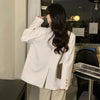 Women's Fake Two Piece Blazer Spring Autumn Loose Jacket Korean Casual Long Sleeve Suit Coat Female