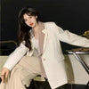 Women's Fake Two Piece Blazer Spring Autumn Loose Jacket Korean Casual Long Sleeve Suit Coat Female