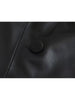 Women's Fall 2023 Casual Chic Faux Leather Double Breasted Blazer Retro Lapel Long Sleeve Slim Fit Solid Top