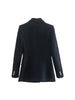 Women's Fall 2023 Casual Chic Textured Double Breasted Blazer Retro Lapel Long Sleeve Loose Solid Color Top