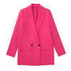 Women's Fall 2023 Chic Casual Blazer Retro Lapel Long Sleeve Double Breasted Pockets Loose Solid Color y2k Top Mujer