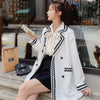 Women's Casual Blazer Jacket 2023 Fall Korean Elegant Loose Midi Suit Coat Female Temperament Retro Blouse Clothes