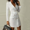 Women's Coat Solid Color Slim Thin Dress Classic Jacket Double Breasted Blazer Dress for Office Lady Casual Tops