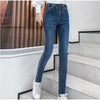 Women's Jeans High Waist Fringe Hem Belted Extra Long Pencil Jeans 5XL 7xl Plus Size Women Casual Slim Fit Full