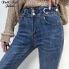 Women's Jeans High Waist Fringe Hem Belted Extra Long Pencil Jeans 5XL 7xl Plus Size Women Casual Slim Fit Full
