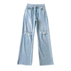 Women's Jeans High Waist Ripped Wide Leg Loose Denim Trousers For Female Baggy Mom Jeans Straight Pants Casual Y2k Jean