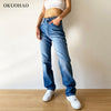 Women's Jeans Middle waist Mom Baggy Straight Leg Pants Oversize Loose Denim Trousers For Female Full Length