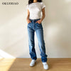Women's Jeans Middle waist Mom Baggy Straight Leg Pants Oversize Loose Denim Trousers For Female Full Length