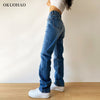 Women's Jeans Middle waist Mom Baggy Straight Leg Pants Oversize Loose Denim Trousers For Female Full Length