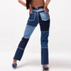 Women's Patchwork Jeans Straight Leg Baggy Jeans Sexy Hip Slim Cargo Pants Woman Plus Size Black Green Denim Jean 2022