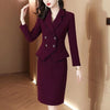 Women's Professional Blazer Two Piece 2023 Autumn and Winter Temperament Suit Coat+Hip Wrap Skirt Set Female Clothes