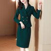 Women's Professional Blazer Two Piece 2023 Autumn and Winter Temperament Suit Coat+Hip Wrap Skirt Set Female Clothes