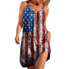 Women's  Sexy Sleeveless Flag Printed Hem Casual Loose Beach Dress Maxi Dress Plus Size Sundress 2022