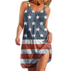 Women's  Sexy Sleeveless Flag Printed Hem Casual Loose Beach Dress Maxi Dress Plus Size Sundress 2022