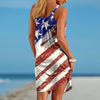 Women's  Sexy Sleeveless Flag Printed Hem Casual Loose Beach Dress Maxi Dress Plus Size Sundress 2022