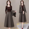 Women's Suit Skirt Two-piece Set 2023 Autumn and Winter Elegant Long Sleeve Vintage Blazer Coat Mid Skirts Suits