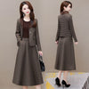 Women's Suit Skirt Two-piece Set 2023 Autumn and Winter Elegant Long Sleeve Vintage Blazer Coat Mid Skirts Suits