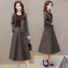 Women's Suit Skirt Two-piece Set 2023 Autumn and Winter Elegant Long Sleeve Vintage Blazer Coat Mid Skirts Suits
