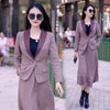 Women's Suit Skirt Two-piece Set 2023 Autumn and Winter Elegant Long Sleeve Vintage Blazer Coat Mid Skirts Suits