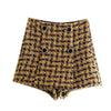 Women's Texture Plaid Suit Retro Long Sleeve Flap Pocket Women's Coat Suit And Button Textured Skirt Pants