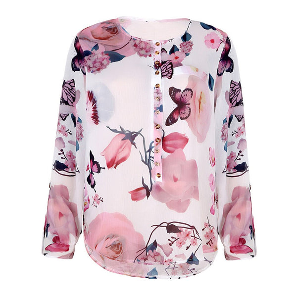 Women's Fashion Tops Women Off Shoulder Floral Printed Long Sleeve Shirt Loose Tops #xqx