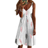Women's Feather Print Beach Dress Casual Non Positioning Printing Camisole V-neck Sexy Boho Dresses Elegant Dress Vestido Verano