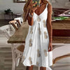 Women's Feather Print Beach Dress Casual Non Positioning Printing Camisole V-neck Sexy Boho Dresses Elegant Dress Vestido Verano