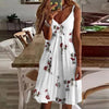 Women's Feather Print Beach Dress Casual Non Positioning Printing Camisole V-neck Sexy Boho Dresses Elegant Dress Vestido Verano