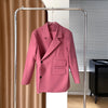 Women's Flap Detailed  Diagonal Buttons Pink Blazer Long Sleeve Elegant Women Jacket for Office