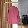 Women's Flap Detailed  Diagonal Buttons Pink Blazer Long Sleeve Elegant Women Jacket for Office