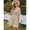 Women's Floral Sexy One Shoulder Wrap Printed Dress