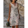 Women’s  Floral Tunic V-Neckline Knee-Length A-line Dress