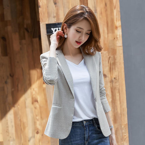 Women's Formal Blazers Suit Jacket Female 2023 Spring Autumn Korean Temperament Long Sleeve Coat Top OL Ladies Short Blazer