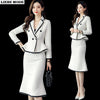 Women's Formal Tweed Skirt Suit for Women Skirt and Jacket Set 2 Piece Office Lady Autumn Winter Black White Blazer with Skirts