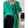 Women's Green Short Large Size Fitted Blazer Lapel Long Sleeve Loose Jacket Trend 2023 Spring Autumn