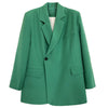 Women's Green Short Large Size Fitted Blazer Lapel Long Sleeve Loose Jacket Trend 2023 Spring Autumn