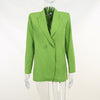 Women's Green Shoulder Padded Blazers Jackets Fall Loose Oversized Double Breasted Long Casual Suit Harajuku Office Lady