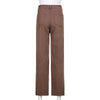 Women's High Waist Brown Jeans Streetwear Casual Long Pants DenimTrousers Upmarket For Work