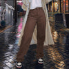 Women's High Waist Brown Jeans Streetwear Casual Long Pants DenimTrousers Upmarket For Work