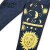 Women's High waist Pant jeans Female Summer women‘s Jeans Trousers Girls Denim Chic Moon Star Sun Print Pants Women