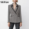 Women's Jacket 2023 Za Tweed Blazer Office Lady Work Suit Casual Coats Female Business Chic Blazers Traf Outerwear Elegant Tops