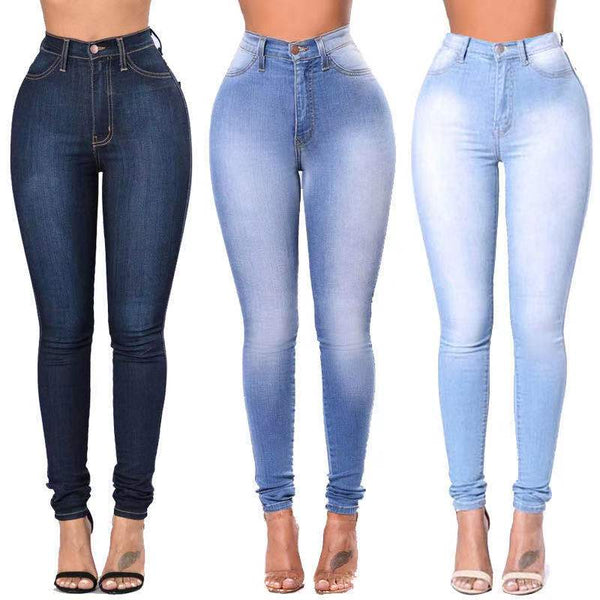 Women's Jeans High Waist Stretch Skinny Jeans For Women 2022 Spring Summer Blue Retro Washed Elastic Slim Pencil Trouser